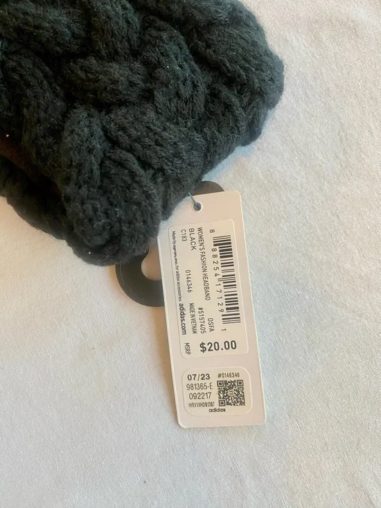 adidas Black Knit Headband with Logo Patch - Picture 3 of 4